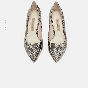 Zara Snakeskin Pattern Leather Heels - Black and Gray